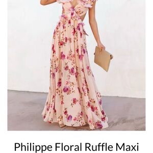 Philippe Floral Ruffle Maxi Dress